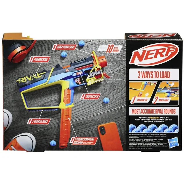 Nerf Rival Mirage XXIV-800 Blaster Pistol, 10 Nerf Rival Balls, 2 Charging Ways, 8 Removable Round Chargers, Pump Priming, Gift for Teens Nerf Rival Mirage XXIV-800 Blaster Pistol, 10 Nerf Rival Balls, 2 Charging Ways, 8 Removable Round Chargers, Pump Priming, Gift for Teens