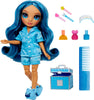 RAINBOW HIGH - Jr High PJ PARTY - SKYLER (Blue) 9" posable doll with soft onesie, slippers, play accessories