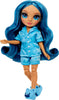 RAINBOW HIGH - Jr High PJ PARTY - SKYLER (Blue) 9" posable doll with soft onesie, slippers, play accessories