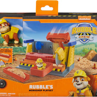 Rubble & Crew - Rubble’s Workshop Playset, Construction Toys with Kinetic Build-It Sand & Rubble Action Figure