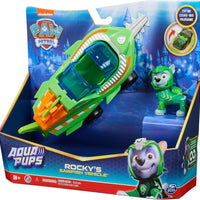 Paw Patrol -Aqua Pups Rocky Transforming Sawfish Vehicle with Collectible Action Figure - on clearance
