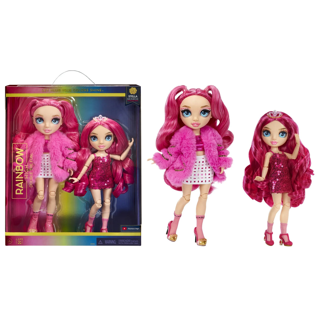 RAINBOW HIGH STELLA 2 PACK Pink Fashion Dolls Pink Hair 9 inch Junior High Doll with 2 complete doll outfits