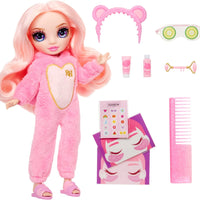 RAINBOW HIGH - Jr High PJ PARTY - BELLA (Pink) 9" posable doll with soft onesie, slippers, play accessories