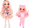 RAINBOW HIGH - Jr High PJ PARTY - BELLA (Pink) 9" posable doll with soft onesie, slippers, play accessories