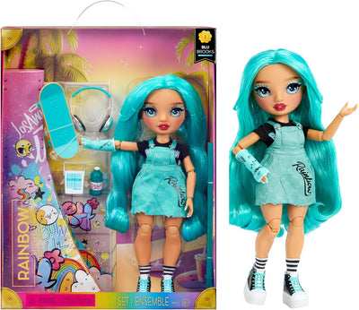 RAINBOW HIGH - Blu - Blue Fashion Doll in Fashionable Outfit,Wearing a Cast & 10 + colorful play accessories