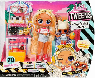 L.O.L LOL Surprise - Tween Babysitting Sleepover Party -RAE Sands & SPF Q.T. - UNbox 20 Surprises - Includes 2 Dolls with Colour Change Features - on clearance