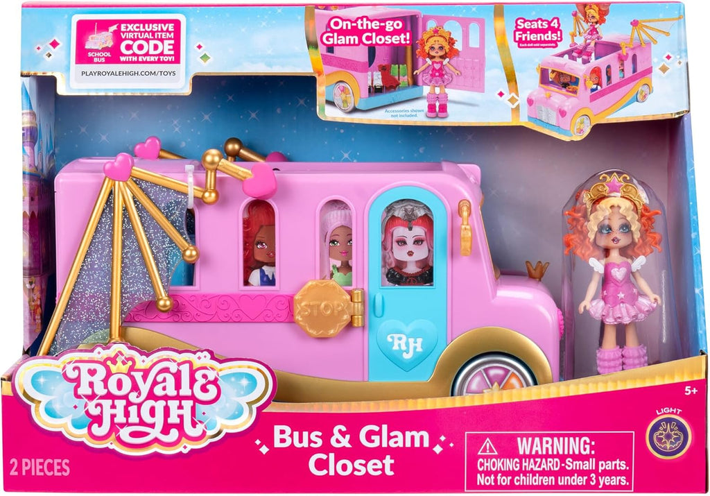 Royale High us & Glam Closet - (1) Exclusive Doll, On-The-Go Glam Closet, Moveable Wings, Working Wheels and Room for 4 Friends - Virtual Item Code Included - on clearance