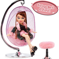 Bratz Dolls - Funky Fashion Furniture Retro-Swing Chair Playset & Display with Footrest, Swings Back & Forth