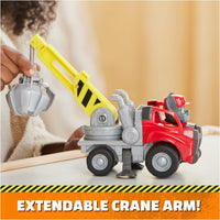 Rubble & Crew - Charger’s Crane Grabber Toy Truck with Movable Parts and a Collectible Action Figure