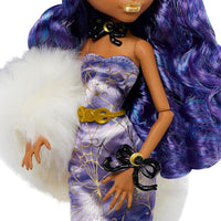 Monster High - Clawdeen Doll, Special Howliday Edition , Purple Hair and Floor-Length Gown with Furry Boa