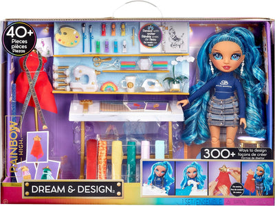RAINBOW HIGH - Dream & Design Fashion Studio Playset. Fashion Designer Playset with Exclusive Blue Skyler Doll