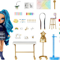 RAINBOW HIGH - Dream & Design Fashion Studio Playset. Fashion Designer Playset with Exclusive Blue Skyler Doll