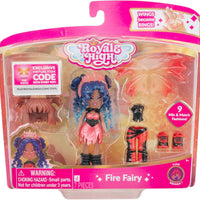 Royale High Core Deluxe Figure - 3” FIRE FAIRY Fashion Doll - 1 Figure with 9 Fashion Accessories - Virtual Item Code Included - Series 1 - on clearance