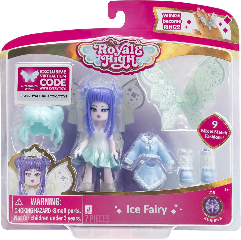 Royale High Core Deluxe Figure - 3” ICE FAIRY Fashion Doll - 1 Figure with 9 Fashion Accessories - Virtual Item Code Included - Series 2 - on clearance
