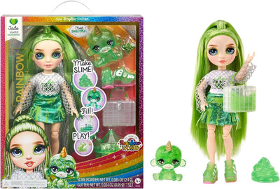 RAINBOW HIGH - Slime Kit & Pet - JADE (Green) 2cm Shimmer Doll with DIY Sparkle slime, magical pet and accessories