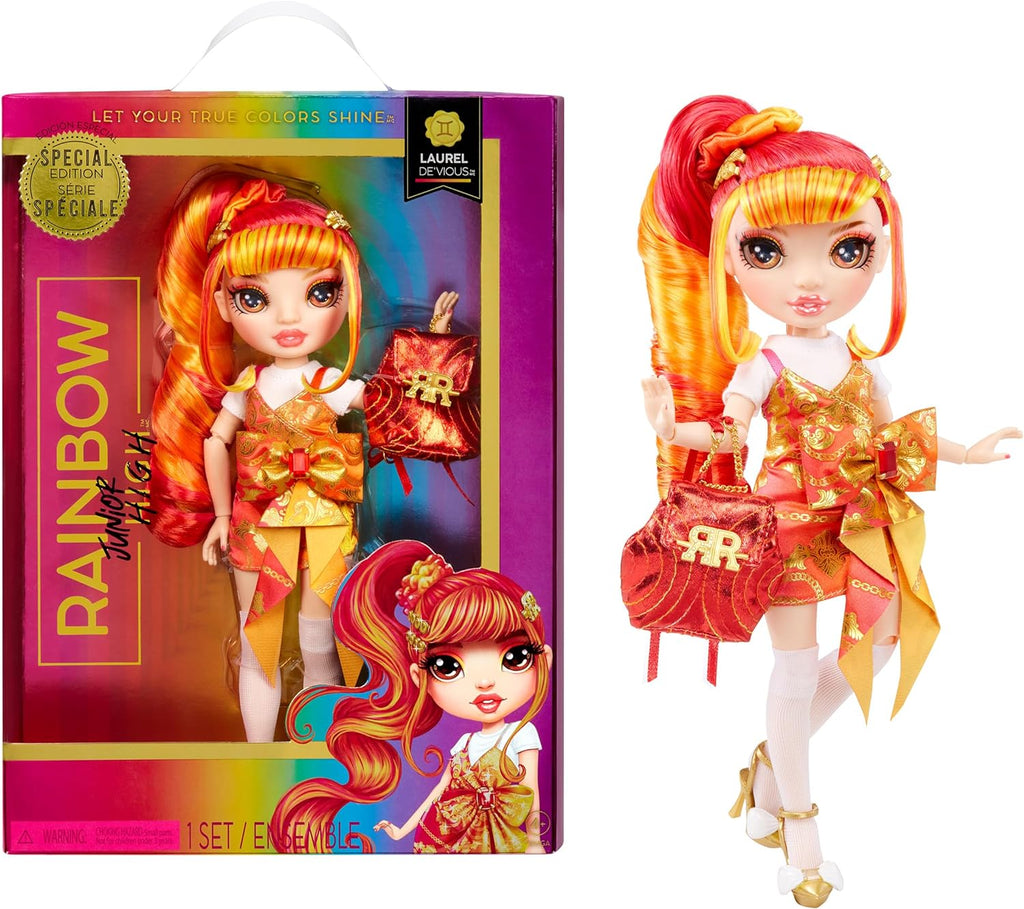 RAINBOW HIGH -  JUNIOR HIGH - Special Edition - Laurel De’Vious - 9" Red and Orange Posable Fashion Doll with Accessories