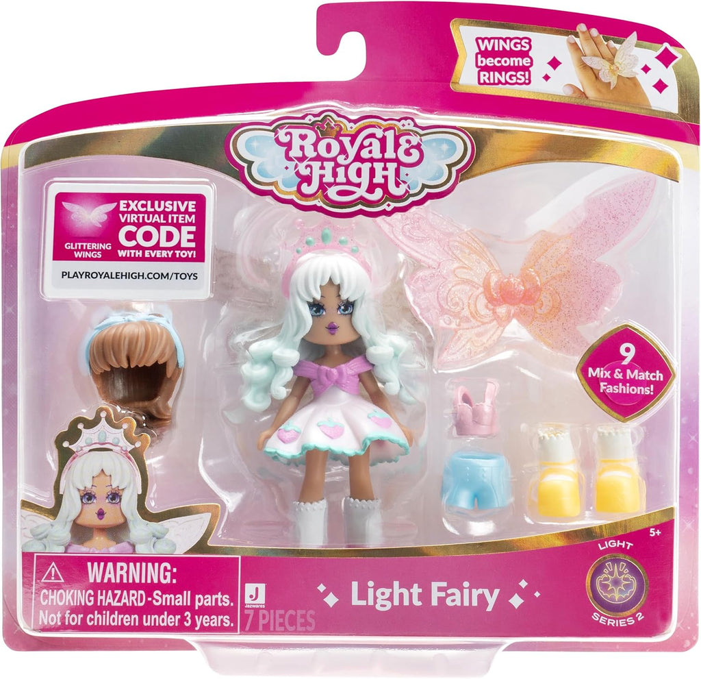 Royale High Core Deluxe Figure - 3” LIGHT FAIRY Fashion Doll - 1 Figure with 9 Fashion Accessories - Virtual Item Code Included - Series 2 - on clearance