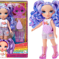 RAINBOW HIGH Littles - Amethyst Willow Purple 5.5" Posable Small Doll with Purse, Magical Pet Dog