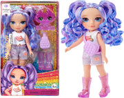 RAINBOW HIGH Littles - Amethyst Willow Purple 5.5" Posable Small Doll with Purse, Magical Pet Dog