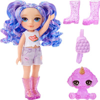 RAINBOW HIGH Littles - Amethyst Willow Purple 5.5" Posable Small Doll with Purse, Magical Pet Dog