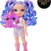 RAINBOW HIGH Littles - Amethyst Willow Purple 5.5" Posable Small Doll with Purse, Magical Pet Dog