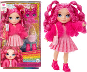 RAINBOW HIGH Littles - Magenta Monroe, Pink 5.5" Posable Small Doll with Purse, Magical Pet Kitty