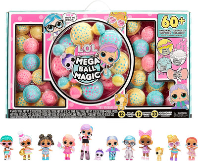 L.O.L LOL Surprise  - Mega Ball Magic - 12 Collectible Dolls, 60+ Surprises, 4 Unboxing Experiences - Squish Sand, Bubbles, Gel Crush, Shell Smash - Mix and Match Fashions - on clearance