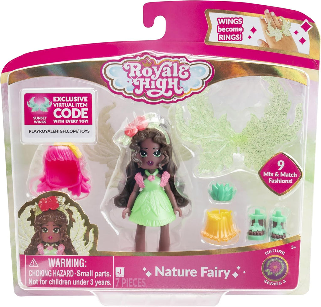 Royale High Core Deluxe Figure - 3” NATURE FAIRY Fashion Doll - 1 Figure with 9 Fashion Accessories - Virtual Item Code Included - Series 2 - on clearance