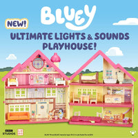 BLUEY - Ultimate Lights and Sounds Playhouse House with two posable figures and accessories