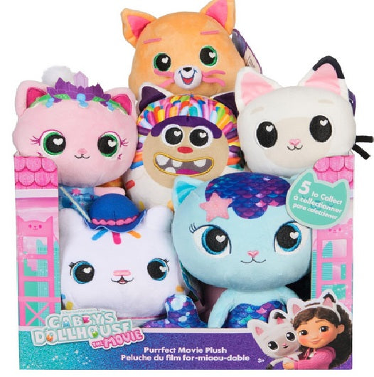Gabby's Dollhouse Movie Plush Celebration assortment of 6 PLUSH inc. Cakey Cat, Pandy Paws, MerCat, Cookie Bobby, Chumsley and Kitty Fairy - on clearance