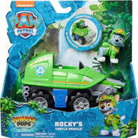 Paw Patrol  - JUNGLE PUPS - Rocky Snapping Turtle Vehicle, Toy Truck with collectable Action figure