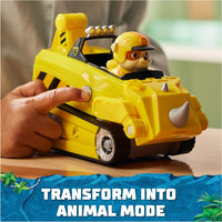 Paw Patrol  - JUNGLE PUPS - Rubble Rhino Vehicle, Toy Truck with Collectible Action Figure