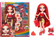 RAINBOW HIGH - Slime Kit & Pet - Ruby (Red) 28cm Shimmer Doll with DIY Sparkle slime, magical pet and accessories