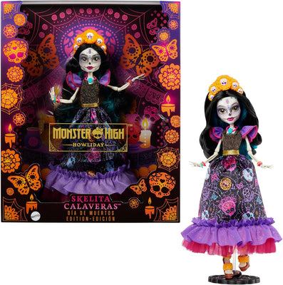 Monster High - Skelita Calaveras Día De Muertos Collectible with Displayable Packaging, Colorful Fashion with Traditional Details