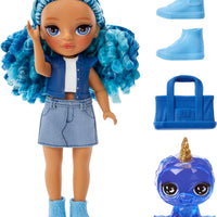 RAINBOW HIGH Littles - Sapphire Bradshaw, Blue 5.5" Posable Small Doll with Purse, Magical Pet Yeti