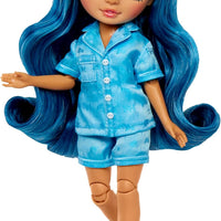 RAINBOW HIGH - Jr High PJ PARTY - SKYLER (Blue) 9" posable doll with soft onesie, slippers, play accessories