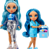 RAINBOW HIGH - Jr High PJ PARTY - SKYLER (Blue) 9" posable doll with soft onesie, slippers, play accessories