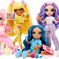 RAINBOW HIGH - Jr High PJ PARTY - SKYLER (Blue) 9" posable doll with soft onesie, slippers, play accessories