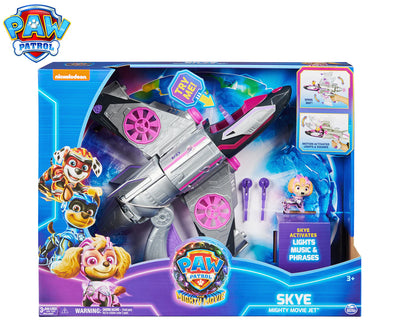 Paw Patrol  - The Mighty Movie, Transforming Rescue Jet with Skye Mighty Pups Action Figure, Lights and Sounds - on clearance