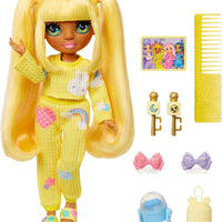 RAINBOW HIGH - Jr High PJ PARTY - SUNNY (Yellow) 9" posable doll with soft onesie, slippers, play accessories - ON CLEARANCE