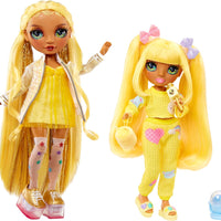 RAINBOW HIGH - Jr High PJ PARTY - SUNNY (Yellow) 9" posable doll with soft onesie, slippers, play accessories