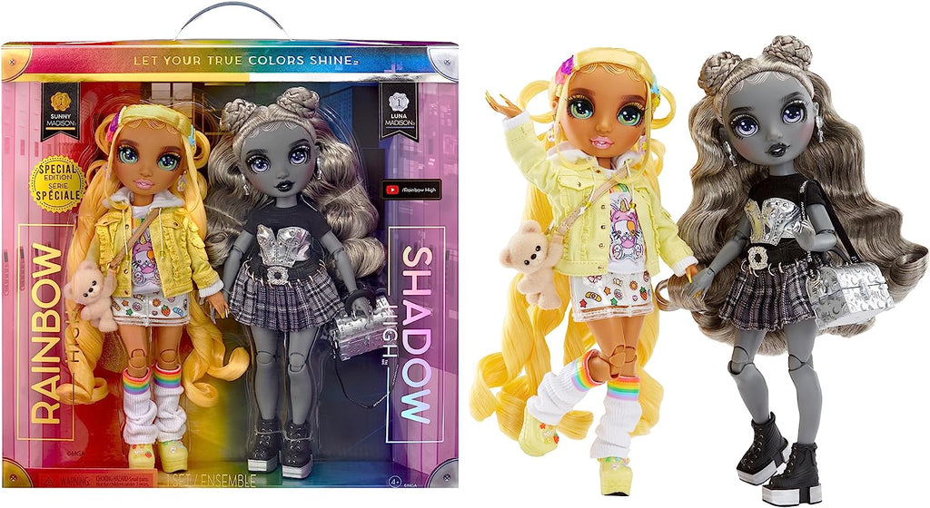 RAINBOW HIGH -  Twins 2-Pack Fashion Doll. Yellow & Greay Mix and Match Designer Outfits with accessories