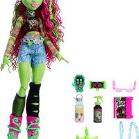 Monster High - G3 - Venus Mcflytrap Doll with Monster pet Cat Chewlian and Accessories like Backpack, Notebook Snacks and more