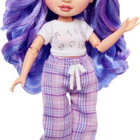 RAINBOW HIGH - Jr High PJ PARTY - VIOLET (Purple) 9" posable doll with soft onesie, slippers, play accessories