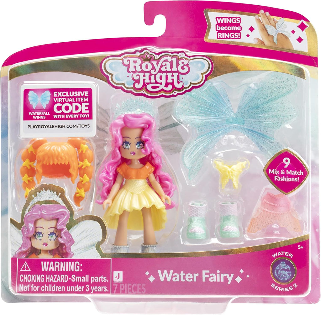 Royale High Core Deluxe Figure - 3” WATER FAIRY Fashion Doll - 1 Figure with 9 Fashion Accessories - Virtual Item Code Included - Series 2 - on clearance
