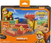 Rubble & Crew - Rubble’s Workshop Playset, Construction Toys with Kinetic Build-It Sand & Rubble Action Figure