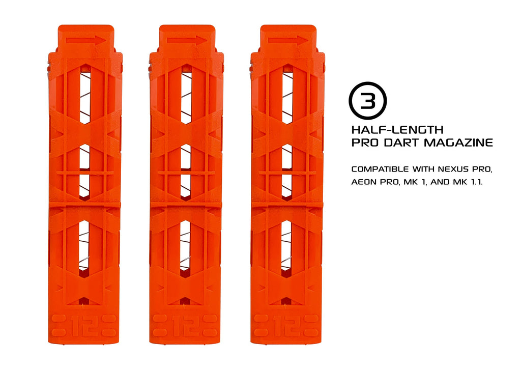 DART ZONE - (adventure force ) Nexus Pro and Aeon Pro HALF-Length Magazine (3-pack)