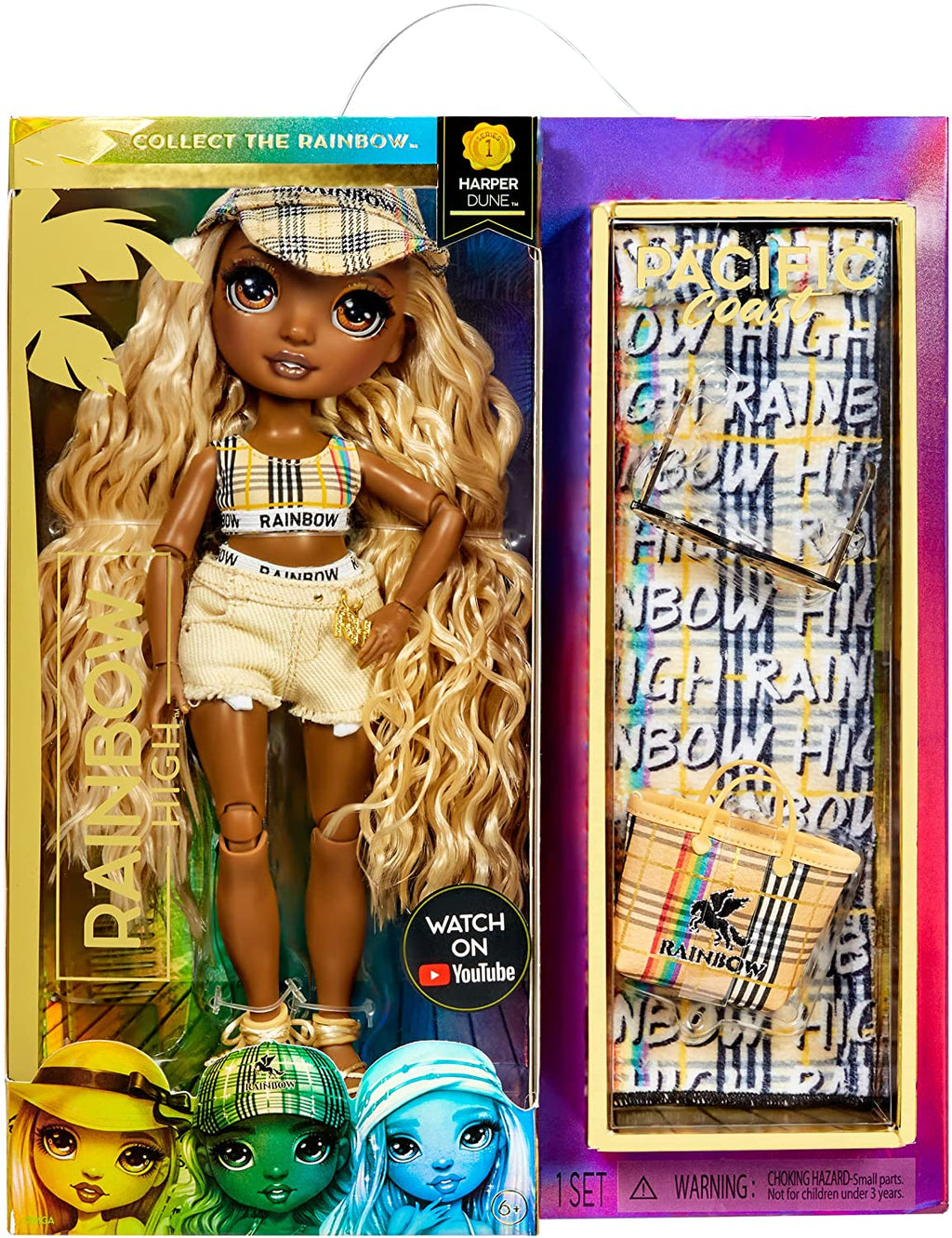 RAINBOW HIGH -  Pacific Coast HARPER DUNE (Light Yellow) Fashion Doll with interchangeable legs - on clearance