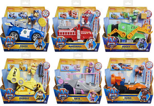 Paw Patrol - MOVIE SERIES Complete set of 6 VEHICLES & Pups (Chase , Marshall , Skye , Rocky , Rubble & Zuma )