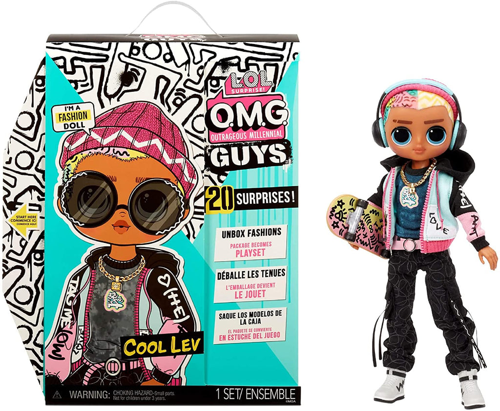 L.O.L LOL Surprise - OMG Guys Fashion Doll COOL LEV with 20 surprises including skateboard & accessories